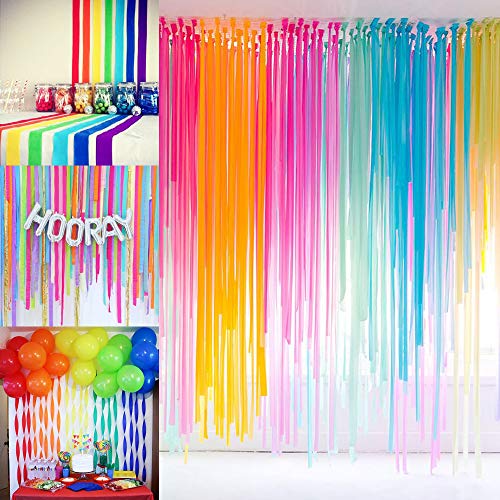image for RUBFAC 18 Rolls Crepe Paper Rainbow Streamers, 18 Colors, Each roll 1.