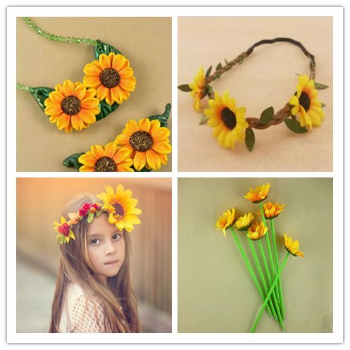 SallyFashion Artificial Flowers Heads/Gerbera Daisy Flowers Heads/Silk Sunflowers Sun Flower Heads for DIY Wedding Party (2.8\