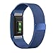 UMTELE for Fitbit Charge 2 Band, Milanese Loop Stainless Steel Metal Bracelet Strap with Unique Magnet Lock, No Buckle Needed for Fitbit Charge 2 HR Fitness Tracker Blue Large