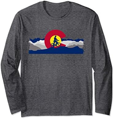 Unisex Colorado Mountain Biking Long Sleeve T-shirt Medium Dark Heather