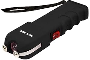 POLICE Stun Gun for Self Defense 928 - High Voltage Rechargeable with LED Flashlight, Compact & Heavy Duty, Personal Security for Women & Men - Black