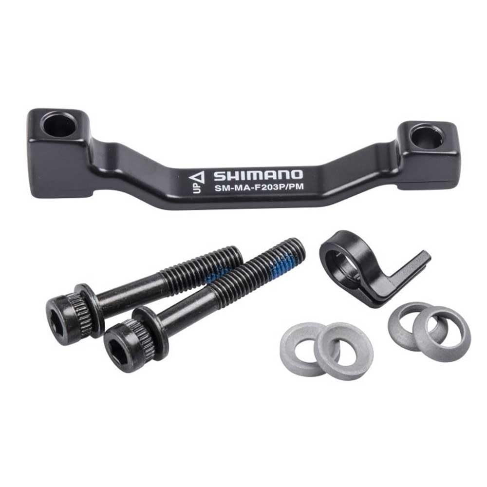 SHIMANO Spares Adapter for post type calliper, for 180mm Post fork mount to 203 mm rotor, Black