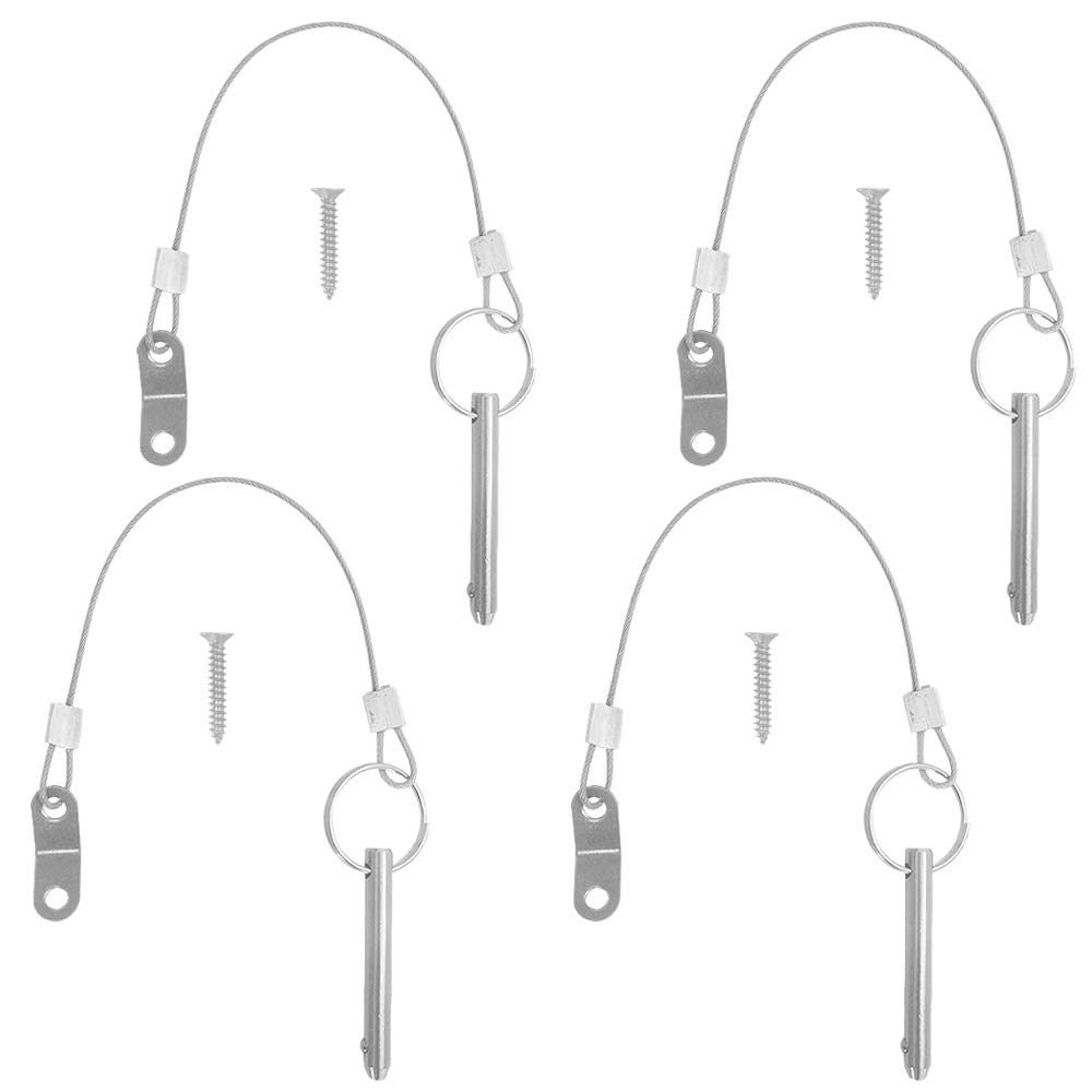 DanziX 4 Pack Quick Release Pin, Bimini Top Pin Diameter 1/4"(6.3mm),Total Length 2"(51mm),Effective Length 1.57"(40mm) with Lanyards Full 316 Stainless Steel Marine Hardware, Installation Screws