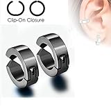 U2U Pair of 316L Surgical Stainless Steel Hoop Huggle Non-Piercing Clip On Round Earrings (Colors Optional)