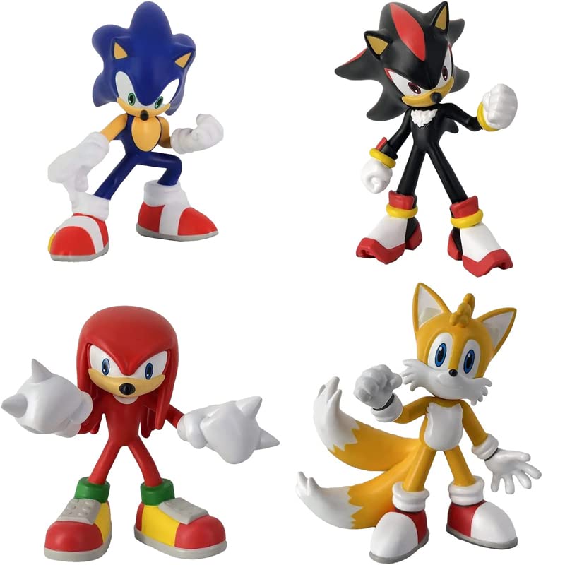 Marukatsu Sonic Comansi Figures - Set of 4 Figures Including: Sonic, Shadow, Knuckles and Such - PVC-Free Play & Collect