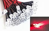 Led World 50pcs 5mm Red Blinking flash flashing led Pre Wired light 12V 18cm Round Top Bulbs Light Lamp