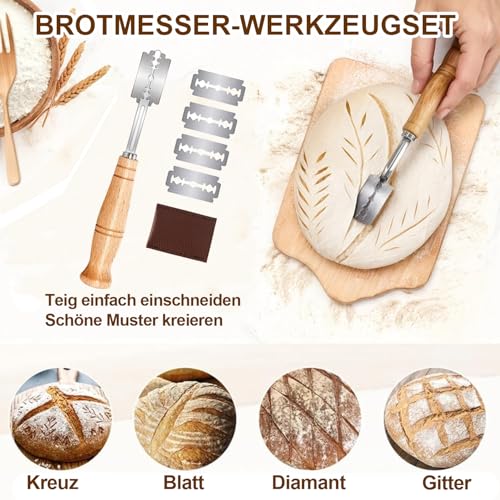 HELISAN 21-Piece Sourdough Starter Set with 2 Proofing Baskets (23 cm Round & 25 cm Ovals), 900 ml Glass Jar for Sourdough Fermentation, Complete Bread Baking Accessories for Beginners and Experienced Bakers