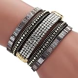Susenstone Women Bohemian Bracelet Woven Braided Handmade Wrap (Black)