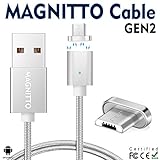 MAGNITTO Magnetic micro USB Charging Cable Adapter with Fast Quick Charger & High Speed Data Transfer Cord for any Android Phones Tables HTC Moto LG Samsung Galaxy S2 S3 S4 S5 S6 S7 3ft (Silver)