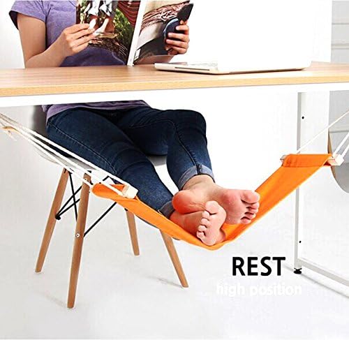 Ranersports Adjustable Mini Foot Rest Stand Hammock Put Your Foot under office desk (Orange)