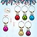 Zolee Wine Glass Charms, 6 Colors Mini Plastic Christmas Balls Design with Simple Buckle, Xmas Theme Glasses Markers Package in a Exquesite Gift Box for Parties Decoration