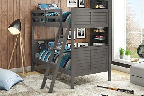 Woodcrest 6180KD Louver Bunk Bed, Twin, Gray