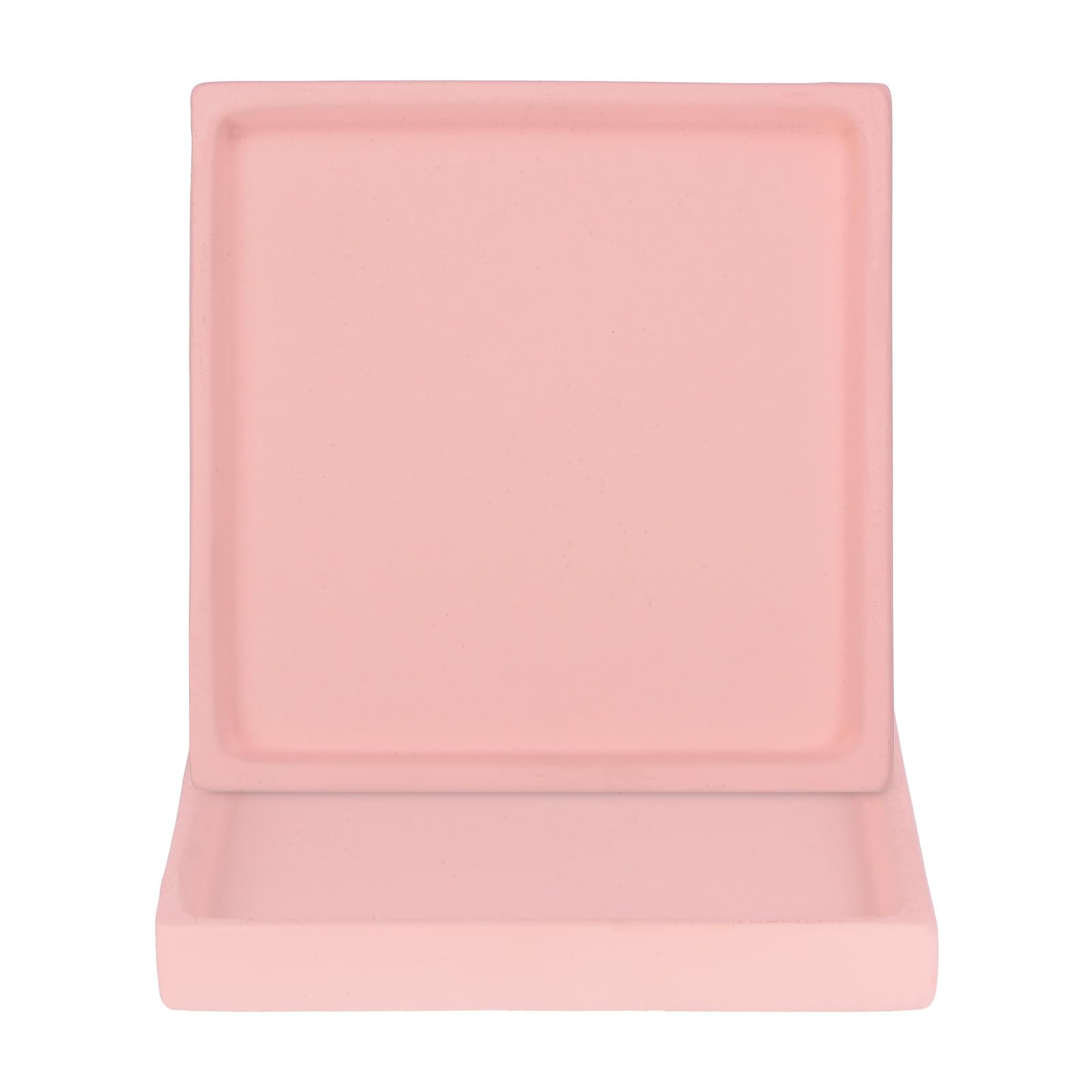 M METERXITY 2-Pack Ceramic Plant Saucer, 5 Inch Plant Water Catcher Tray, Plant Pot Saucers for Indoor/Outdoor Plants/Flower Drainage Drip Water Tray [Square Pink]