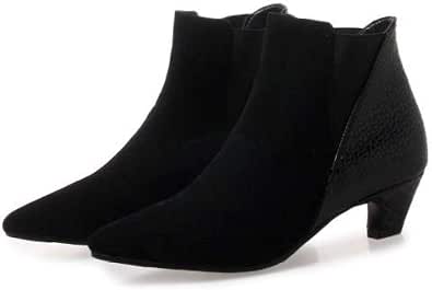 MENGOU Botín para mujer de tacón bajo plano tobillo puño occidental botas  cortas arco apoyo invierno al aire libre tacones bajos vestido botín :  Ropa, Zapatos y Joyería - Amazon.com