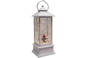 Roman 11" Lighted Swirl Cardinal in White Lantern, Confetti Lite, Christmas Decoration, USB or Battery Operated, Holiday Accent or Gift
