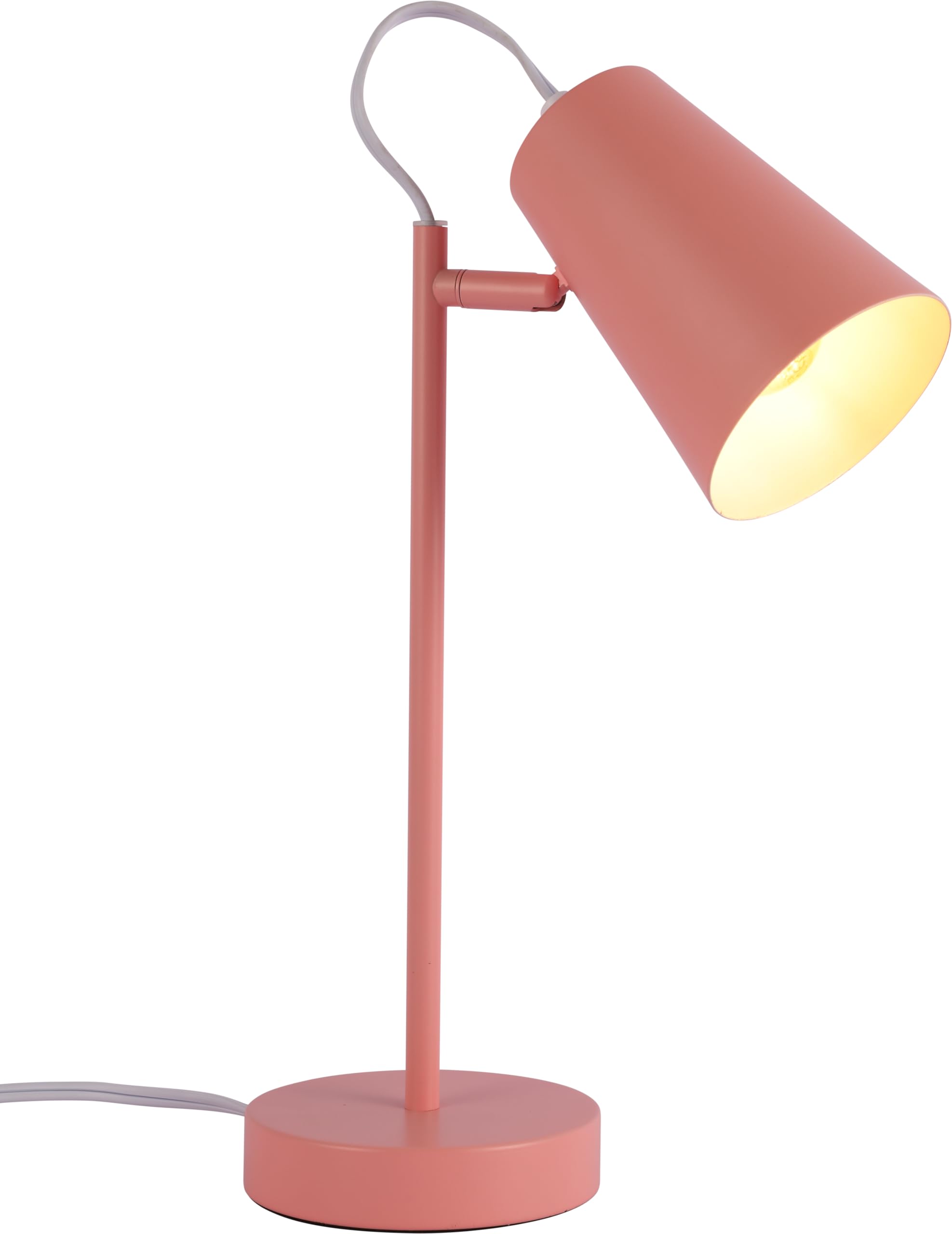 TEKLED® LED Desk Lamp | Sleek Cut Cone Rotatable Table Light in Vibrant Colors | Replaceable E27 Edison Screw Bulb Holder | for Bedside Reading Office Work Architects Students - Salmon Pink