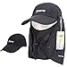 icolor Folding Sun Cap Fishing Hats,Summer Sun Protection Hats,Removable Neck & Face Flap Cover for Men & Women Black