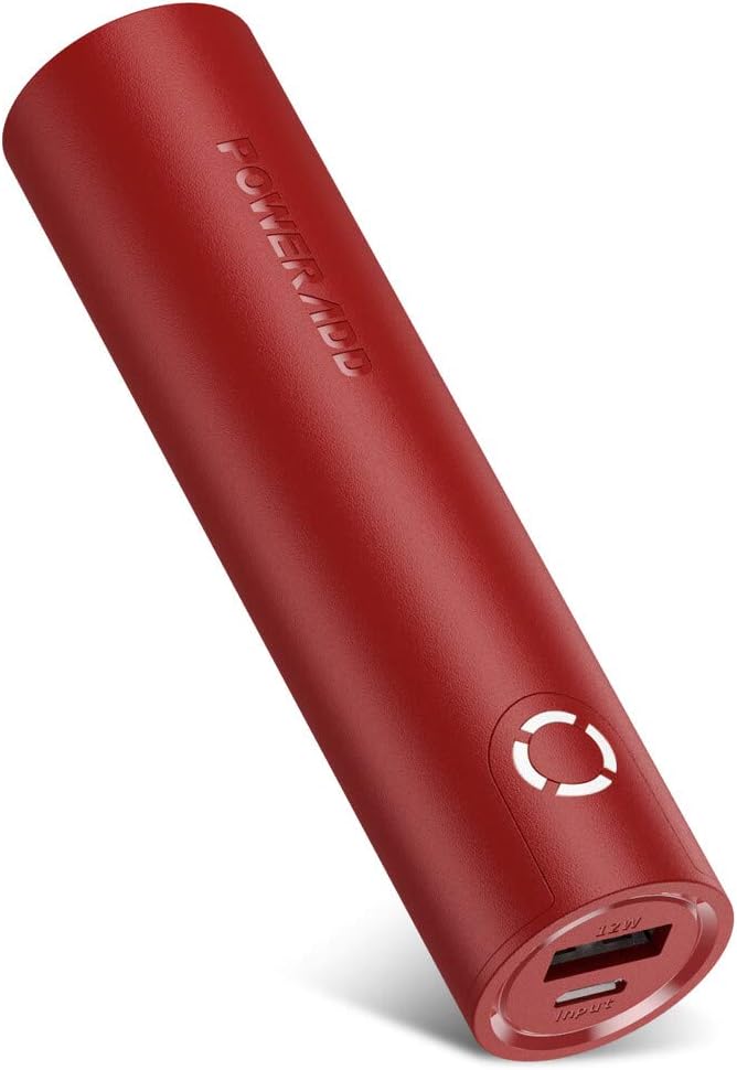 Poweradd EnergyCell 5000mAh Portable Charger Ultra-Compact Size Universal External Power Bank Compatible with iPhone, iPad, Samsung, Huawei and More-Red