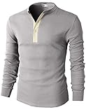 H2H Mens Casual Henley Slim Fit Long Sleeve T Shirts Of Waffle Cotton GRAY US M/Asia L (CMTTL045)