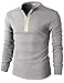 H2H Men's Henley Shirt Long Sleeve Slim Fit Plain Button Cotton Casual Shirts Gray US M/Asia L (CMTTL045)