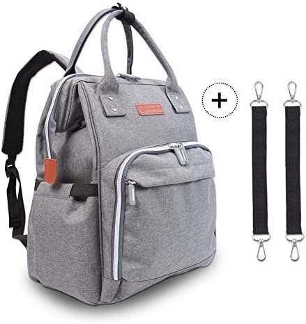 Diaper Bag Backpack - Polaris Multi-Function Maternity Nappy Bags for Baby Care | Travel Backpack with Large Capacity, Stroller Straps, Waterproof Cover - Durable and Stylish (Grey)