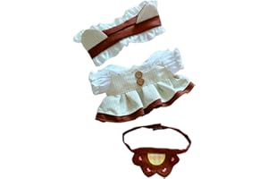 CALEMBOU 20cm Plush Doll Clothes for Stuffed Animals, Cute Anime Plush Figure Cotton Doll Clothes 3Pcs Suit, Girl Dolls Garments for Dress Up Playing (Coffee Bear)