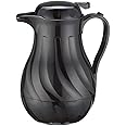 Winco Push Button Insulated Beverage Server with Swirl Design, 42-Ounce, Black