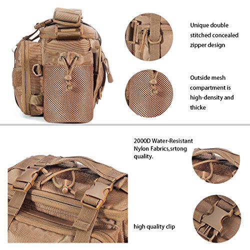 BLISSWILL Portable Outdoor Fishing Tackle Bags Waist Fishing Bag Fishing Gear Storage Bag Water-Resistant Multifunctional Bag Fly Fishing Bag Durable Handbag Bags for Fishing(Khaki Larger)