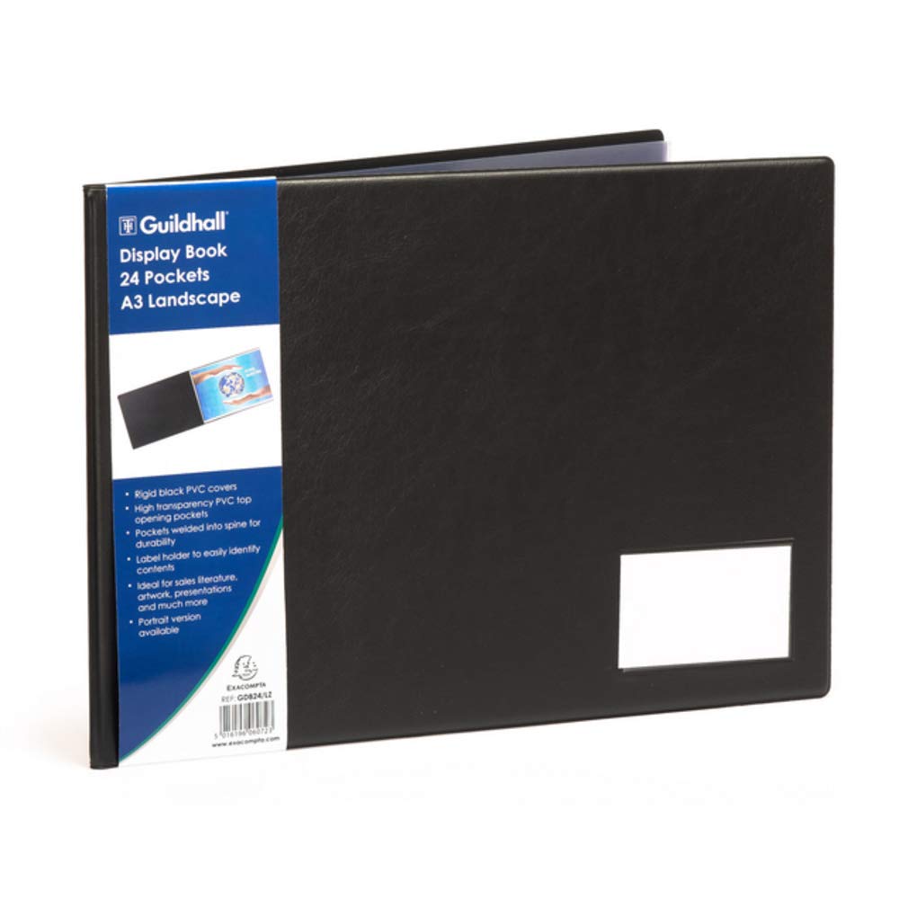 Exacompta - Ref GDB24/LZ - Guildhall Collection - Premium Display Book - Suitablde for A3 Landscape Documents, 24 Pockets, 48 Viewing Pages - Rigid Black PVC Cover — image 1