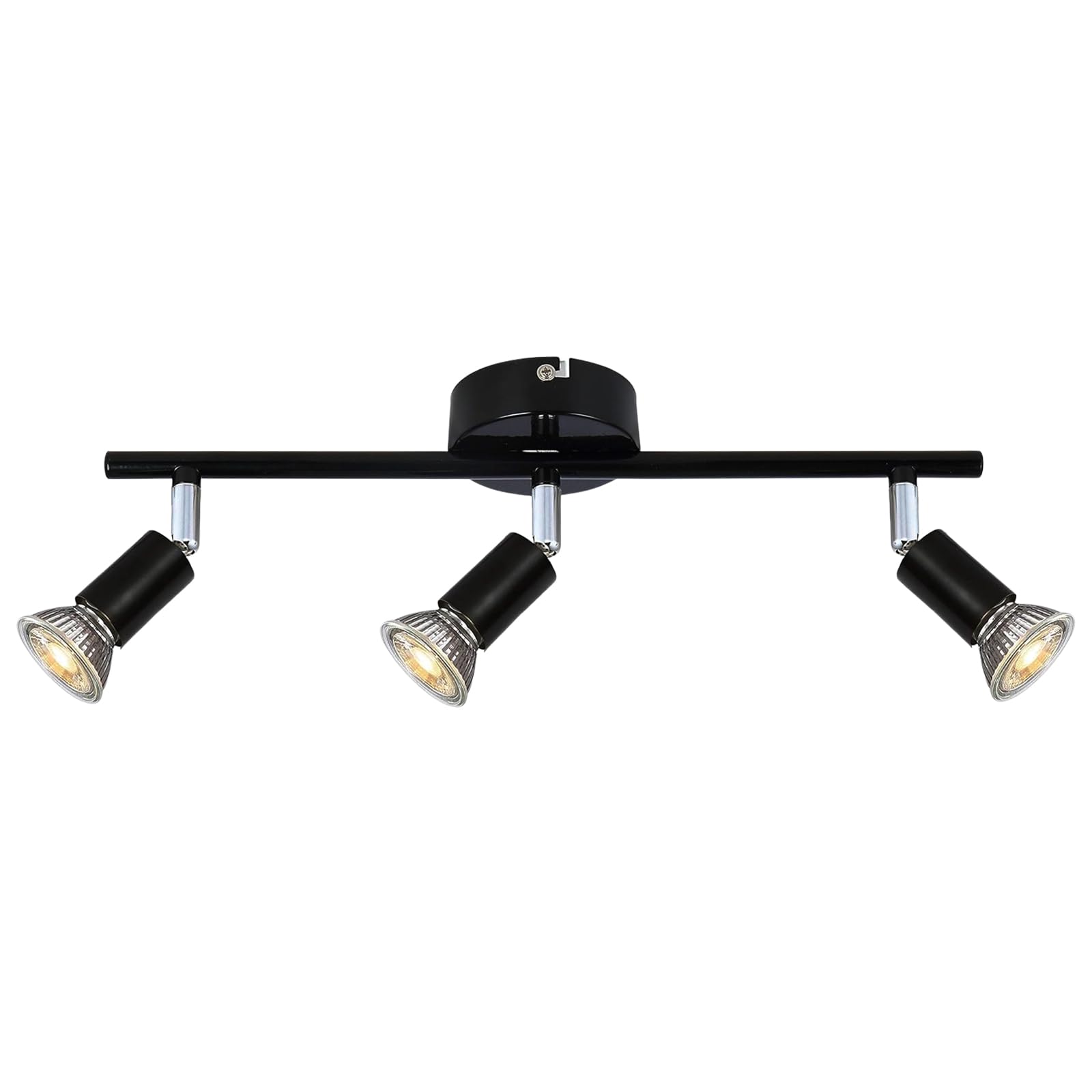 UKEW 3-Way Ceiling Spotlights - Modern GU10 LED Straight Bar Ceiling Lights - 50W Adjustable Heads Metal Spotlights for Living Room Hallway & Lounge (Black)