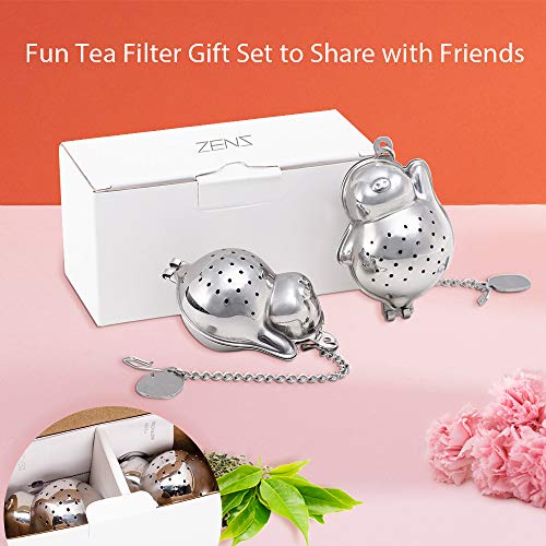 ZENS Tea Infuser Set of 2,Fine Mesh Loose Tea Steeper,Stainless Steel Tea Ball Strainer for Tea Pot,Mug and Cups - Thumbnail 5