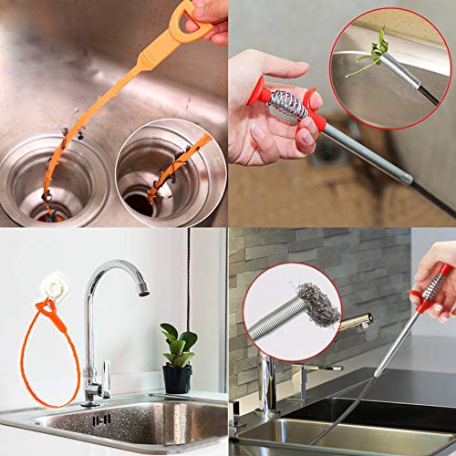 image for Sugelary Drain Snake, Drain Clog Remover Drain Snake Hair Tool Metal O