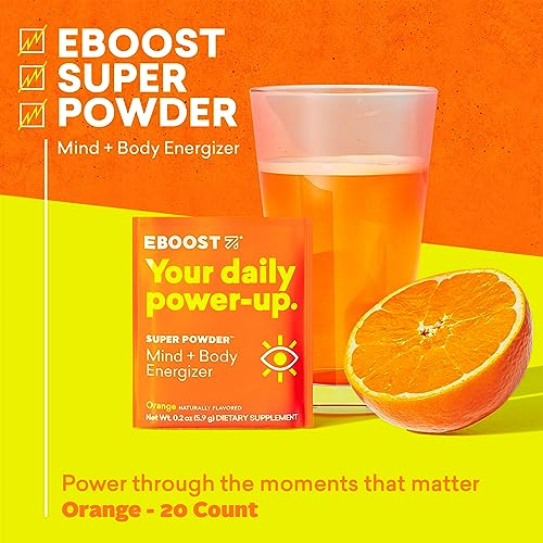 EBOOST Energy Drink & Electrolyte Powder, 20 Packets Super Powder