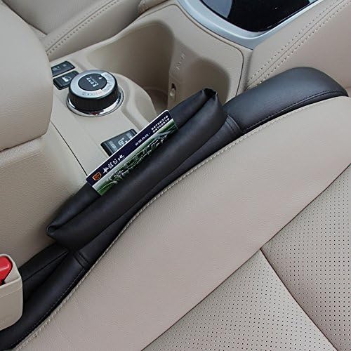 KAMSOL UPGRATE PU Car Seat Gap Filler with A Small Storage Pocket Universal Fit Black (Pack of 1)