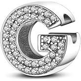 Pandach 925 sterling Silver Letters Charms A-Z Alphabet Beads with Cubic Zircons Charm Beads Pendants fit for European Bracelets Necklace Women Jewelry Gift Options