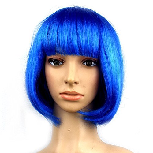 Dasbayla Cosplay Short Straight Bob Wigs with Bangs for Costume Ball Rave Party
