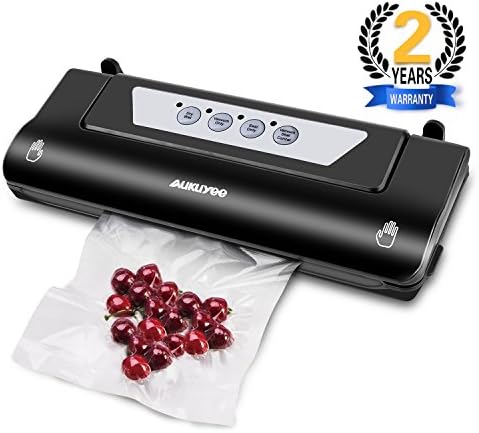 Vacuum Sealer, AUKUYEE Automatic 4-in-1 vacuum Sealer Machine Starter Kit &amp; Cutter, Vacuum Sealing System for Food Preservation &amp; Storage, Dry &amp; Wet Food Modes, LED Indicator Lights, (Black)