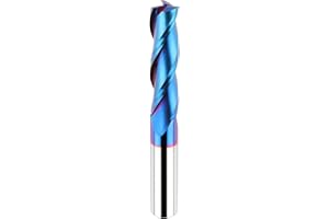 EANOSIC Upcut Spiral Router Bit 3-Flute with 1/2” Shank, Extra Long (4 inch), 1/2” Cutting Diameter, 2” Cutting Length, Carbide CNC Router Bits Blue Nano nACo Coated End Mill for Wood Mortises Carving Engraving