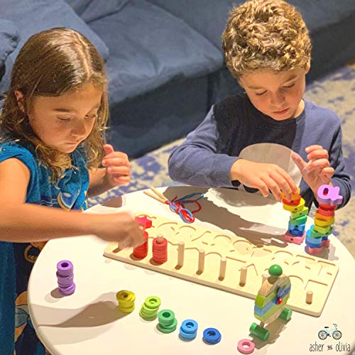 image for ASHER AND OLIVIA Montessori Fine Motor Skill Toys - Math Wooden Number
