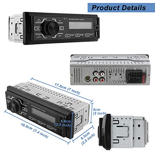 Autoradio-Bluetooth-1-DIN-Radio-de-Coche-con-microfono-Integrado-estereo-Compatible-con-USBTFSDAUX-Reproductor-Multimedia-de-MP3-para-Coche-con-5-Luces-de-Colores