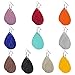 PAMASE 10 Pairs Fashion Teardrop Faux Leather Earrings Petal Dangle Leaf Drop Handmade Lightweight Women Girls Earrings (Teardrop)