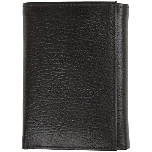 Access Denied Mens RFID Blocking Trifold Leather Wallet with ID Window (Black Pebble)