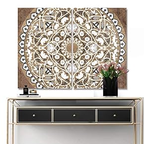 2 Piece Canvas Wall Art Vintage Pattern Pictures Home Wall Decorations for Bedroom Living Room Paintings Canvas Prints Framed - 16"x24" x 2 Panels