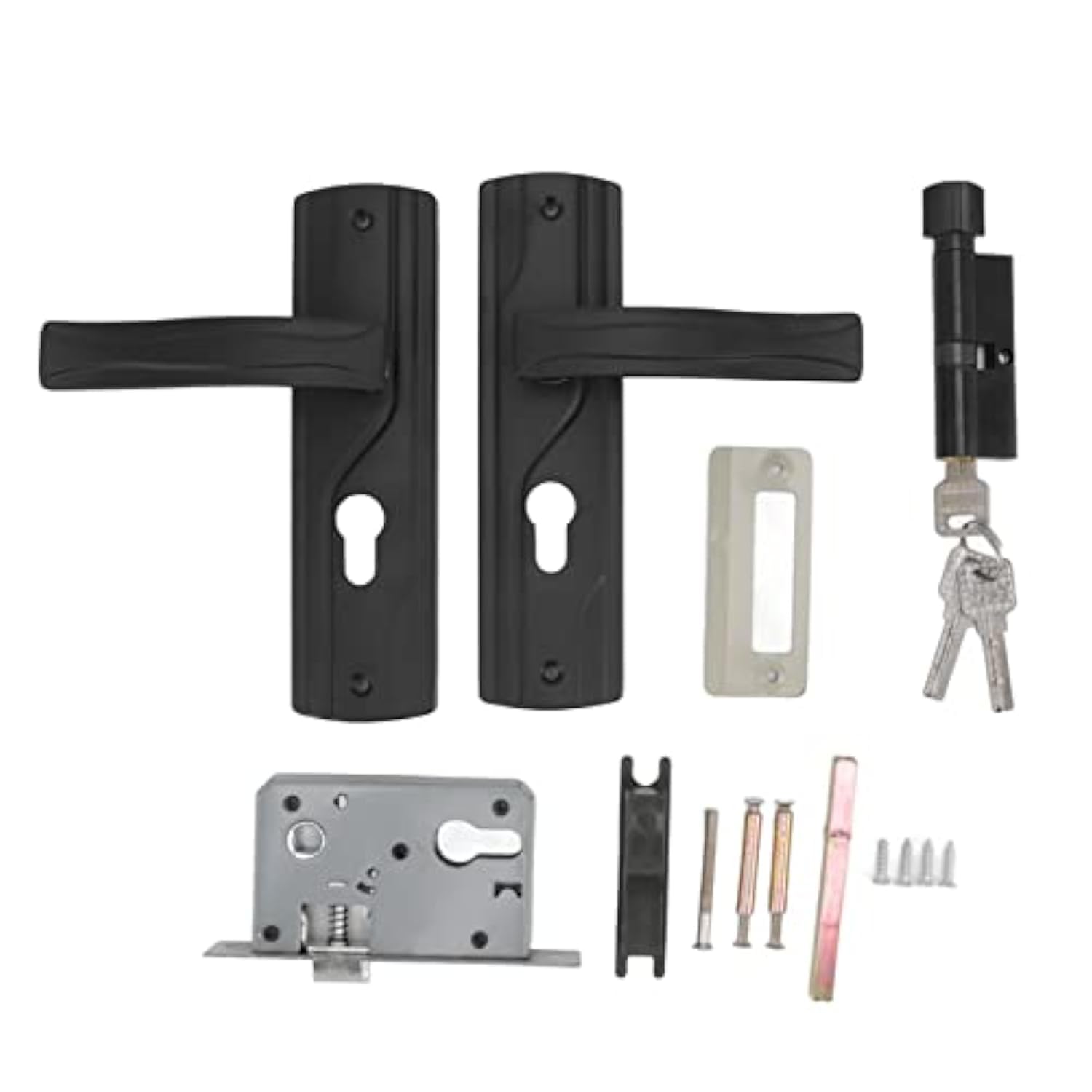 Pissente Door Handle Lock Set in Manganese Steel with Keys Universal Interior Door Lever Lock for Home Bedroom Closet Hallway Door Hardware Easy Installation Modern Design