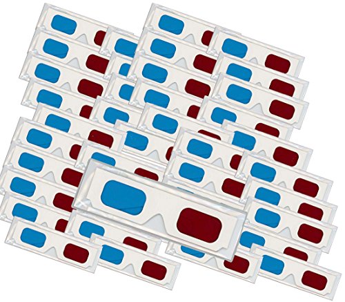 50 Pairs of Red/Cyan Cardboard 3D Glasses - Folded in Protective Sleeve