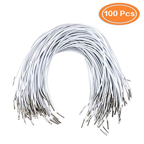 DLOnline 100Pcs 2mm Elastic Barbed Cord Stretch Round String with Silver Dual Metal Barbs for Mask Making, Binding, Hanging（30cm，White） - Thumbnail 6