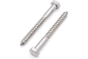Glvaner (10 pcs) 5/16" x 5" Stainless Steel Hex Head Lag Bolts, Hexagonal Head Lag Screws, 304 Stainless Steel 18-8, Secure Hold for Wood