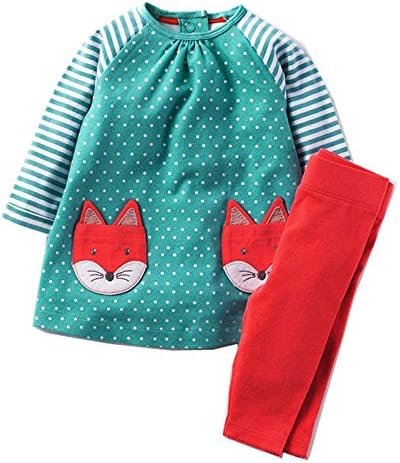Girls Long Sleeve Clothing Set Animal Appliques Kids Back to School Outfit