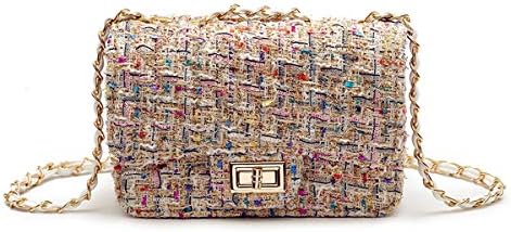 Women's Messenger Bag Fashion Woolen Lock Small Square Bag Fashionable Small Fragrance Shoulder Messenger Bag Chain Bag