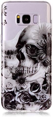 Galaxy S8 Plus Case, Gefee Pattern Design Ultra Slim Crystal Clear Shockproof Soft TPU Patterned Rubber Thin Protective Case Cover for Samsung Galaxy S8 Plus (Black Skull)